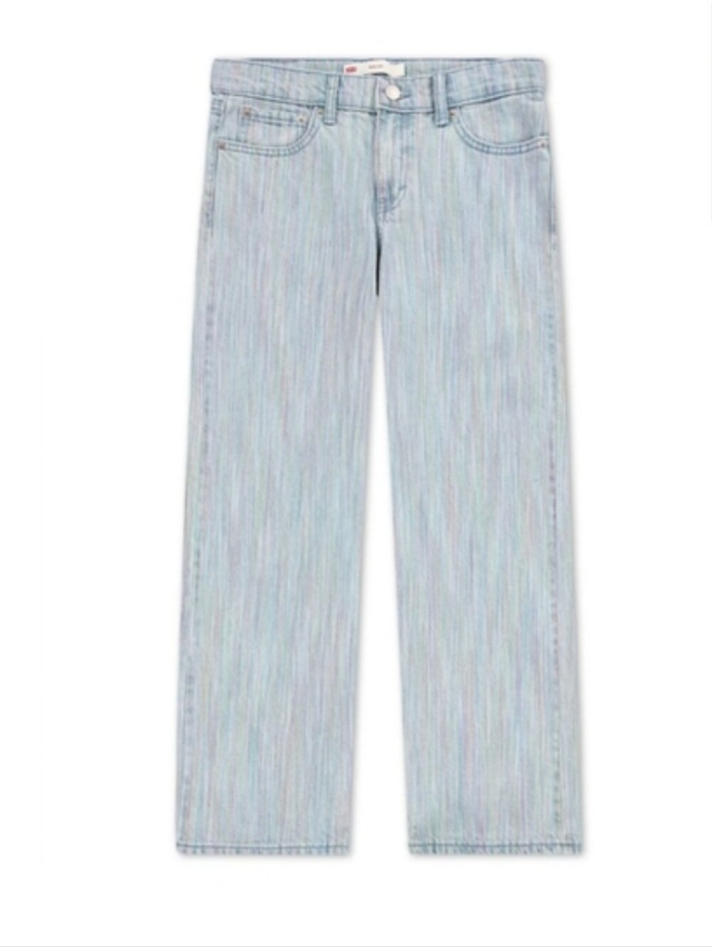 Levi's NWT Pastel Striped Light Blue Mid-Rise Wide-Leg Jeans